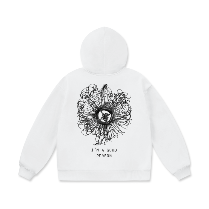 I'M A GOOD PERSON White Hoodie - Self-Worth Clothing | Emotional THIO | 460 GSM